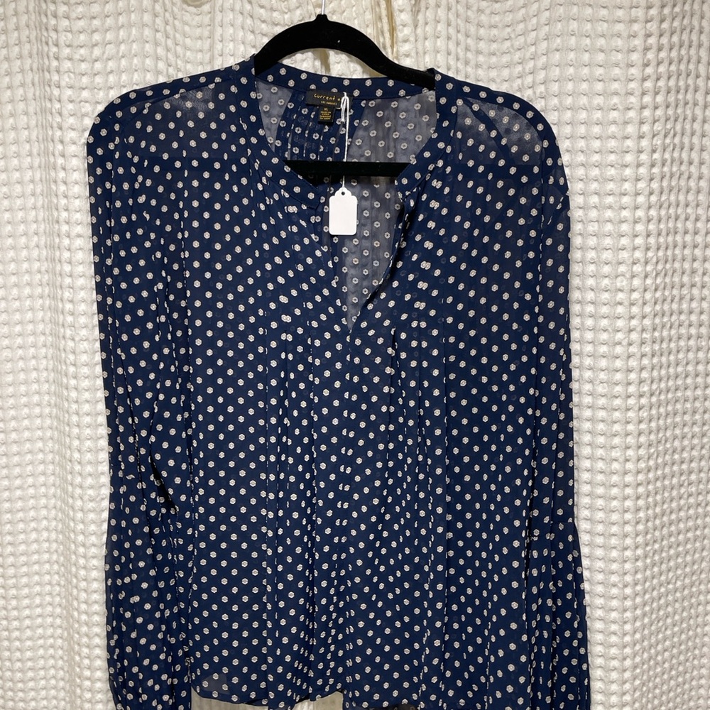Navy Polka Dot Blouse
